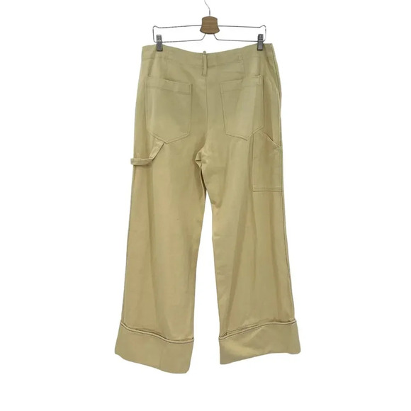 Zara Pants Full Length Turn‎ Up Baggy Wide Leg Butter Yellow Trouser Size Large - Picture 6 of 13